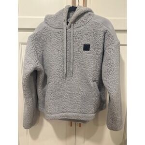Under Armour Womens Hoodie XL Gray Sherpa Fleece Pullover Drawstring Cozy Warm